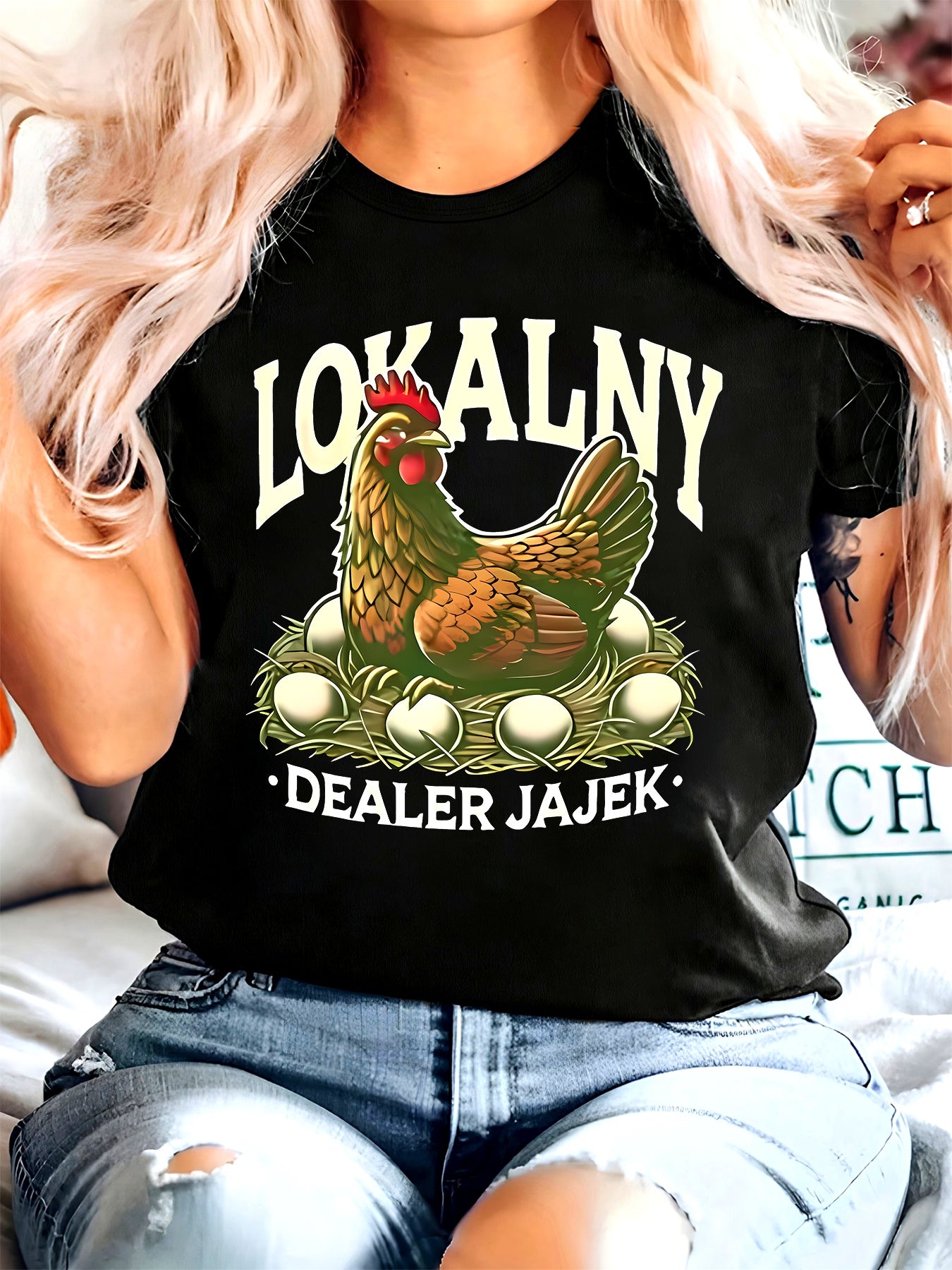 Koszulka damska „Lokalny Dealer Jajek”