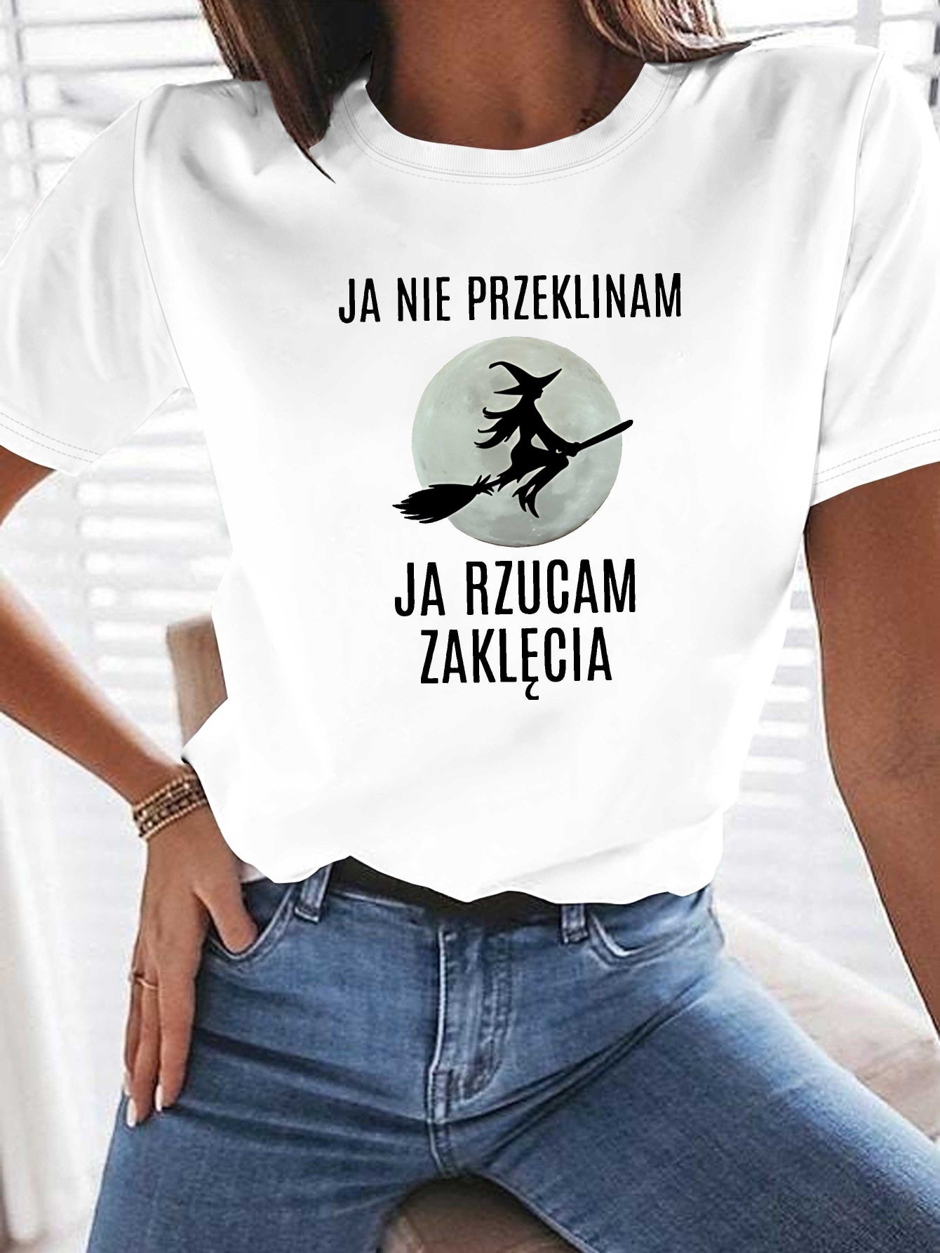Koszulka damska z nadrukiem „Ja nie przeklinam, ja rzucam zaklęcia”- 100% Bawełna