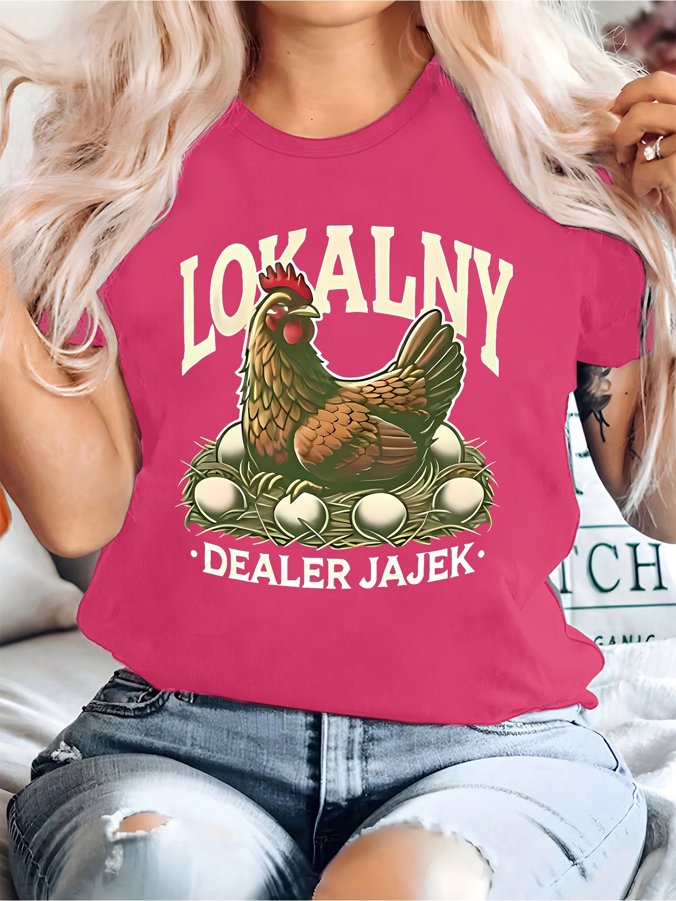 Koszulka damska „Lokalny Dealer Jajek”