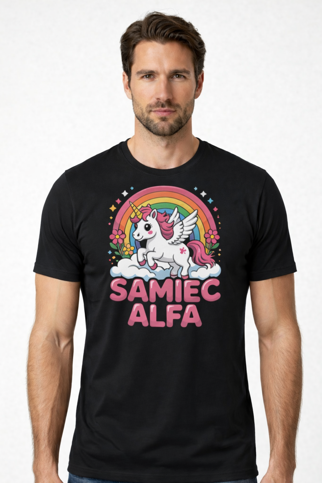 Koszulka męska DRUKOMA „Samiec Alfa” – 100% Bawełna