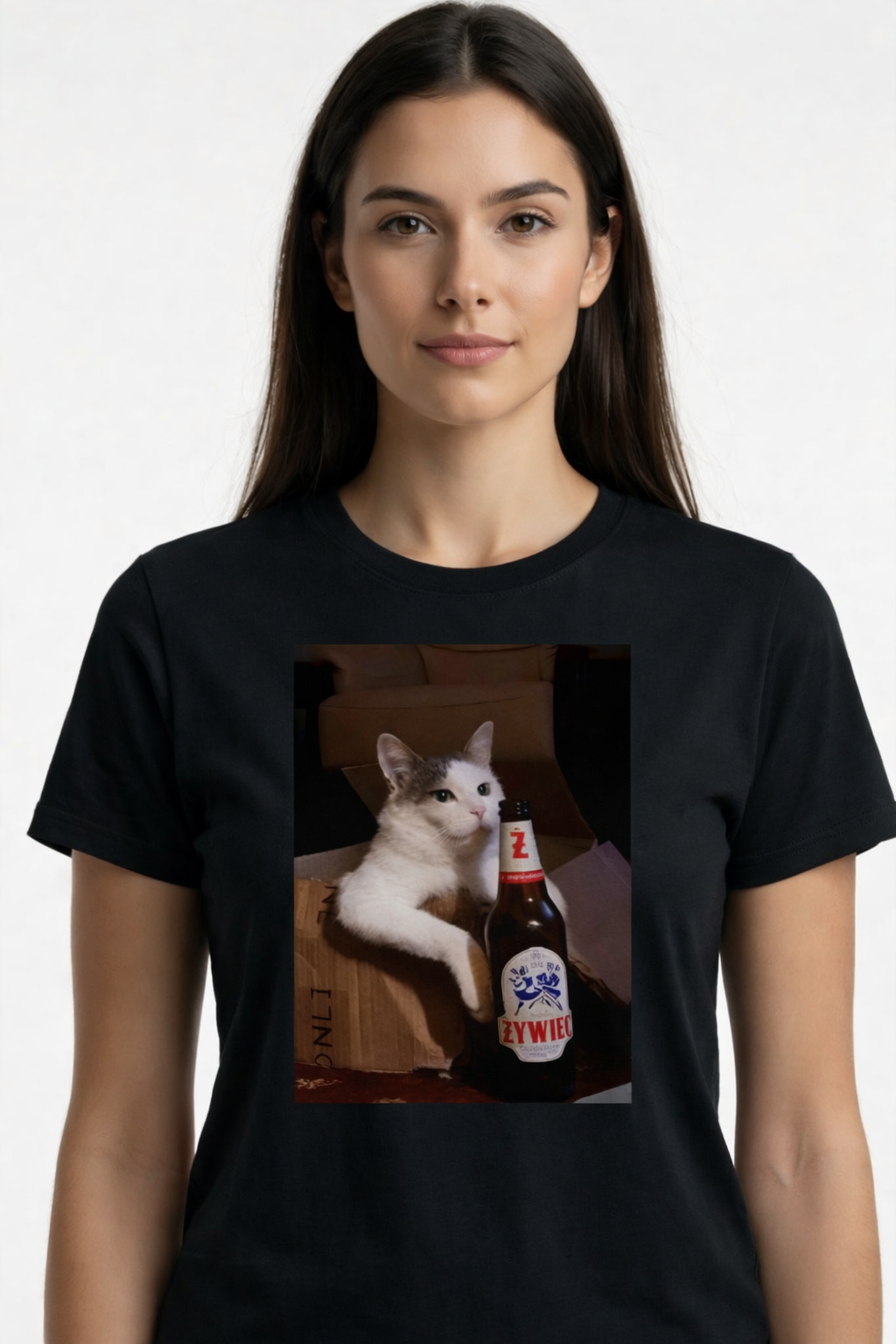 Koszulka damska z nadrukiem – kot &amp; humorystyczny motyw