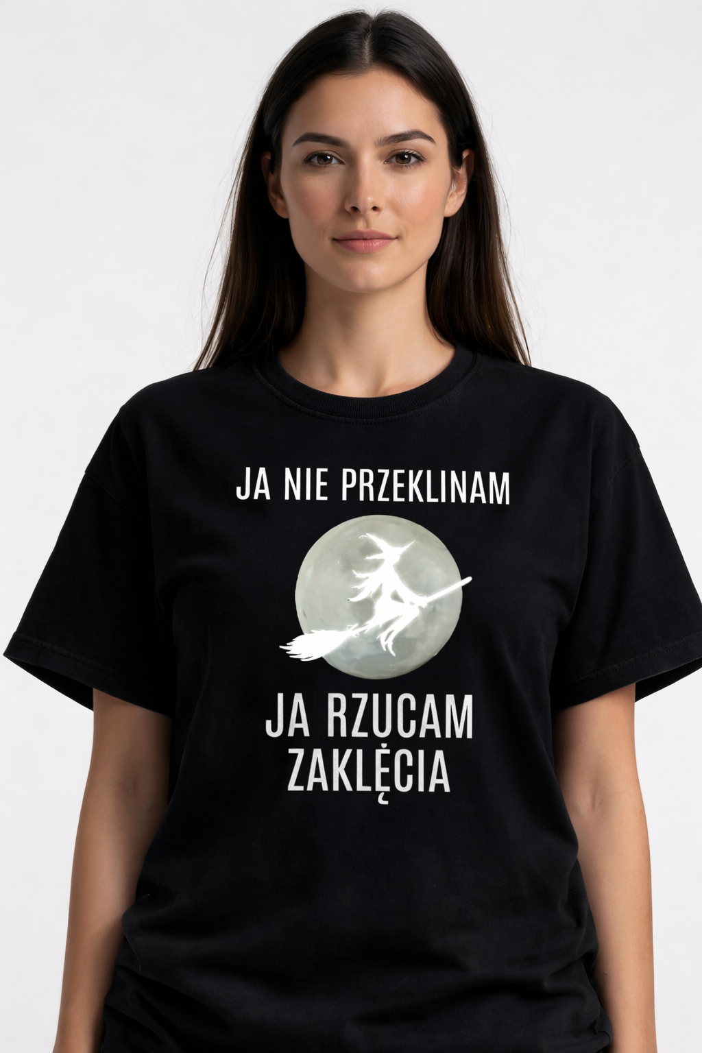 Koszulka damska z nadrukiem „Ja nie przeklinam, ja rzucam zaklęcia”- 100% Bawełna