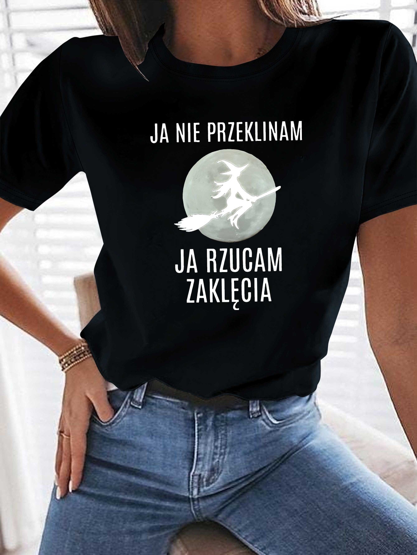 Koszulka damska z nadrukiem „Ja nie przeklinam, ja rzucam zaklęcia”- 100% Bawełna