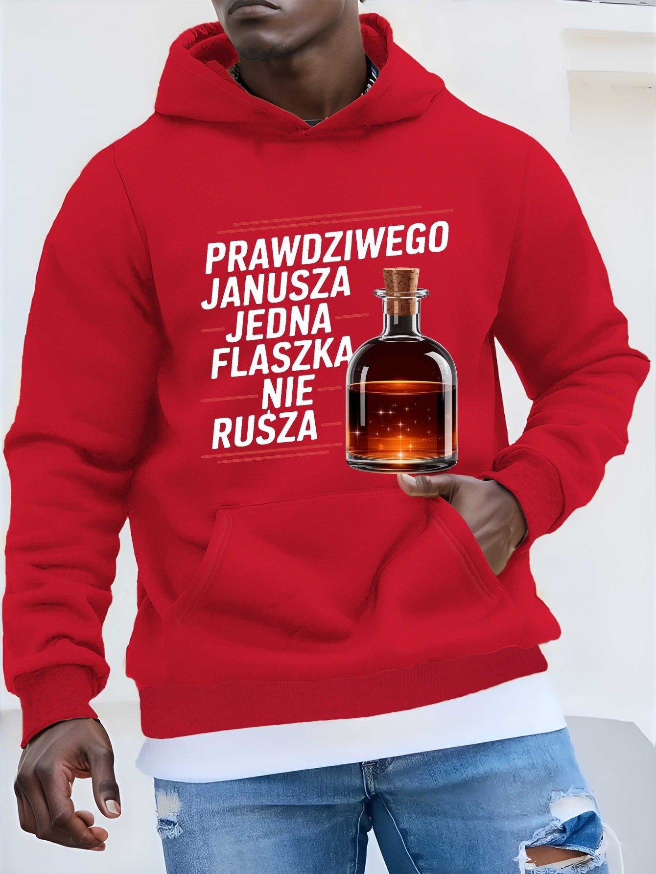Bluza z Kapturem „Prawdziwego Janusza Jedna Flaszka Nie Rusza”